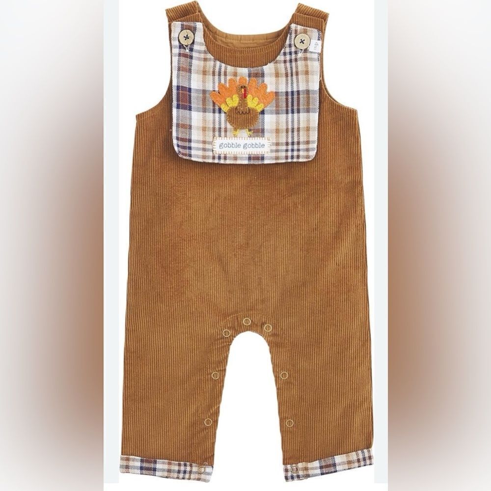 Mud Pie Brown Plaid Turkey One Piece
